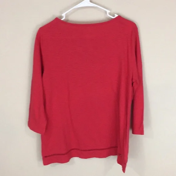 Talbots Red Peasant Lace Accent Top Tunic Size Medium - Picture 4 of 10